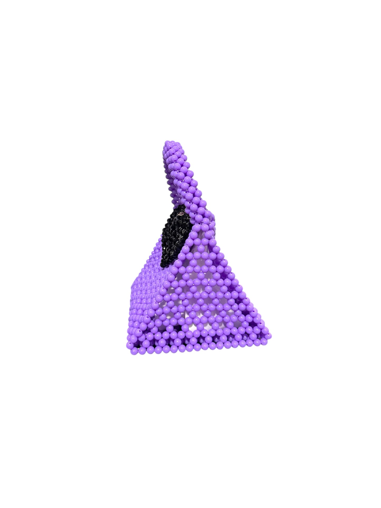 Royal Glam Beaded Handbag – Purple & Black with Gold Chain Accent
