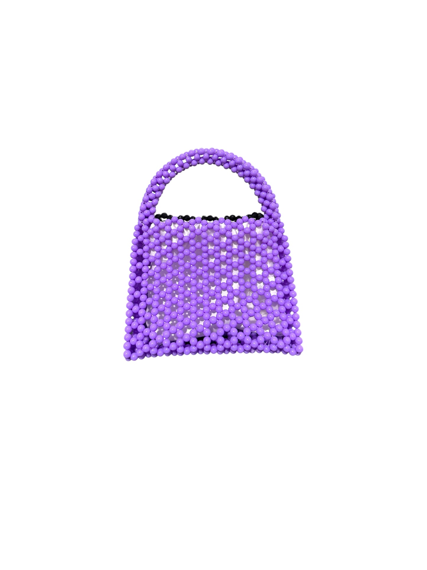 Royal Glam Beaded Handbag – Purple & Black with Gold Chain Accent
